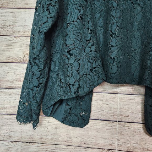 Torrid Blazer Women's Size 1 Dark Green Lace  Open Front Jacket Long Sleeve - Picture 11 of 15